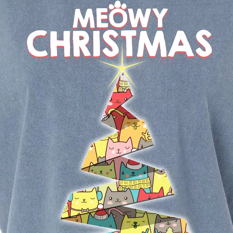 Meowy Christmas Tree For Cat Lovers Garment-Dyed Women's Muscle Tee