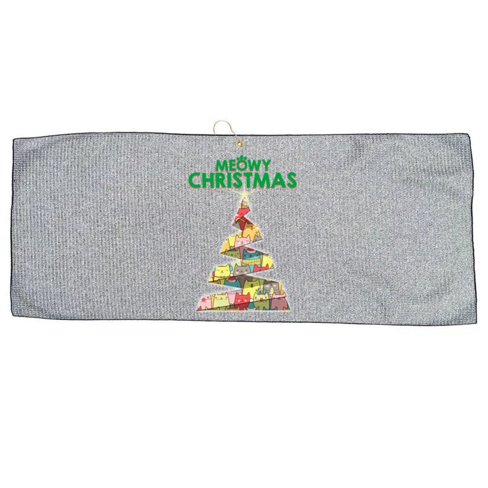 Meowy Christmas Tree For Cat Lovers Large Microfiber Waffle Golf Towel