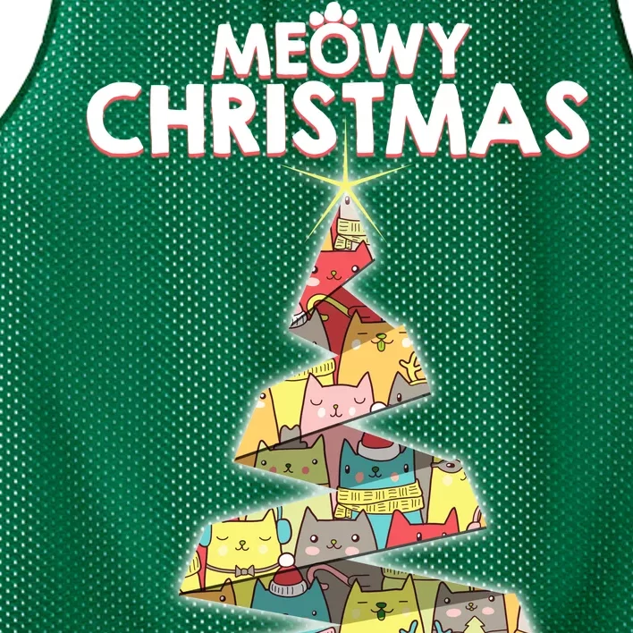 Meowy Christmas Tree For Cat Lovers Mesh Reversible Basketball Jersey Tank