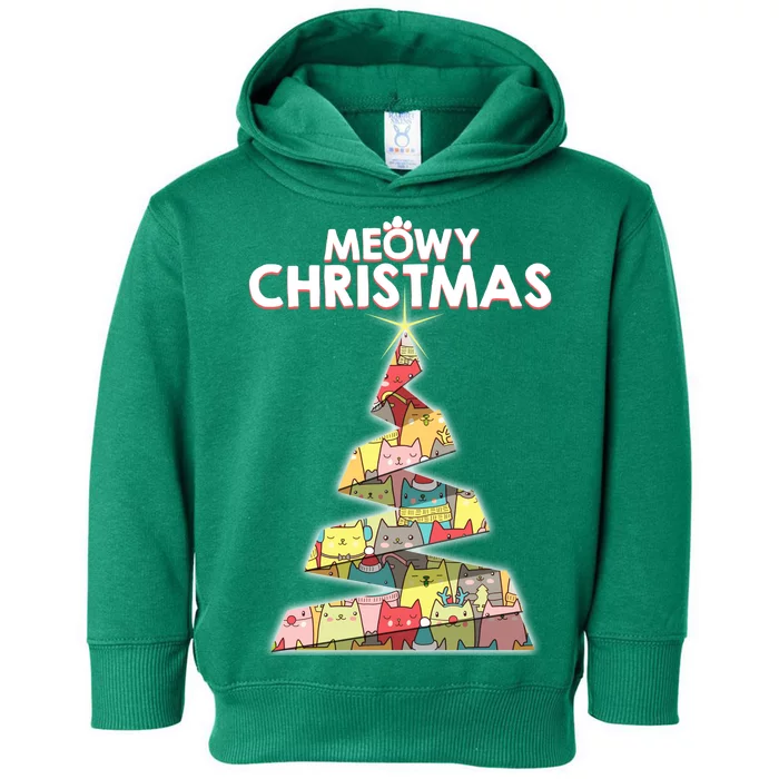 Meowy Christmas Tree For Cat Lovers Toddler Hoodie