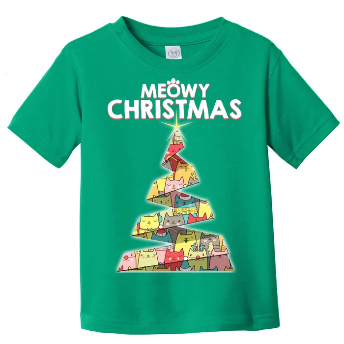 Meowy Christmas Tree For Cat Lovers Toddler T-Shirt