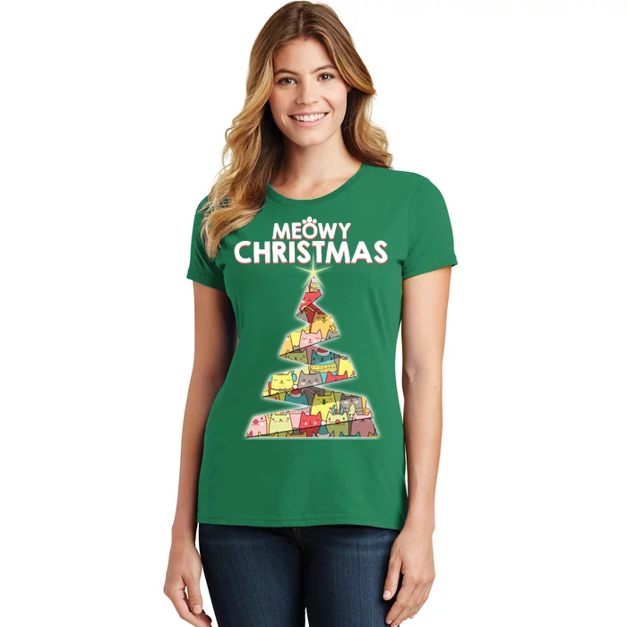 Meowy Christmas Tree For Cat Lovers Women's T-Shirt