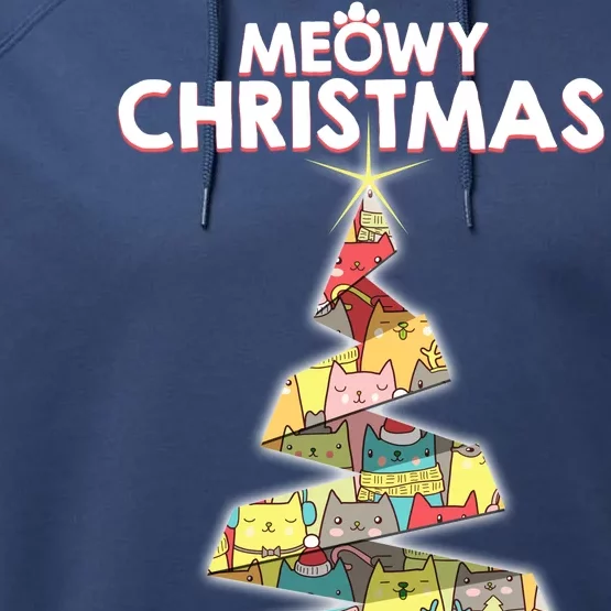 Meowy Christmas Tree For Cat Lovers Performance Fleece Hoodie