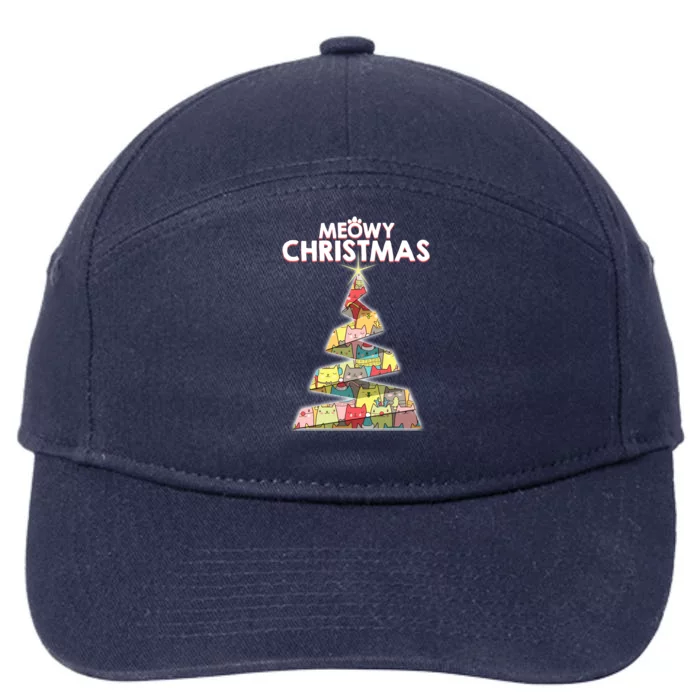 Meowy Christmas Tree For Cat Lovers 7-Panel Snapback Hat