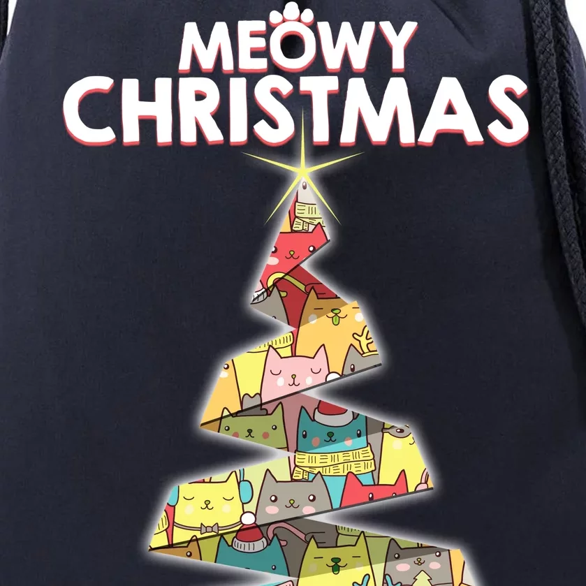 Meowy Christmas Tree For Cat Lovers Drawstring Bag