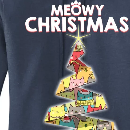 Meowy Christmas Tree For Cat Lovers Women's Pullover Hoodie