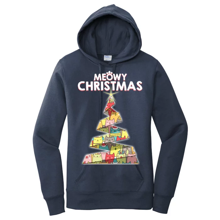 Meowy Christmas Tree For Cat Lovers Women's Pullover Hoodie