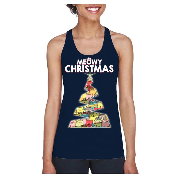 Meowy Christmas Tree For Cat Lovers Women's Racerback Tank