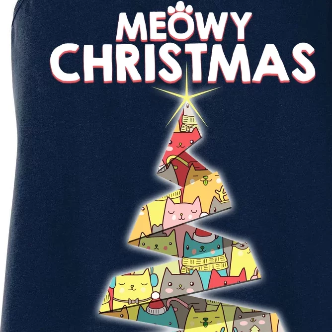 Meowy Christmas Tree For Cat Lovers Women's Racerback Tank