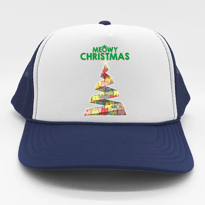 Meowy Christmas Tree For Cat Lovers Trucker Hat