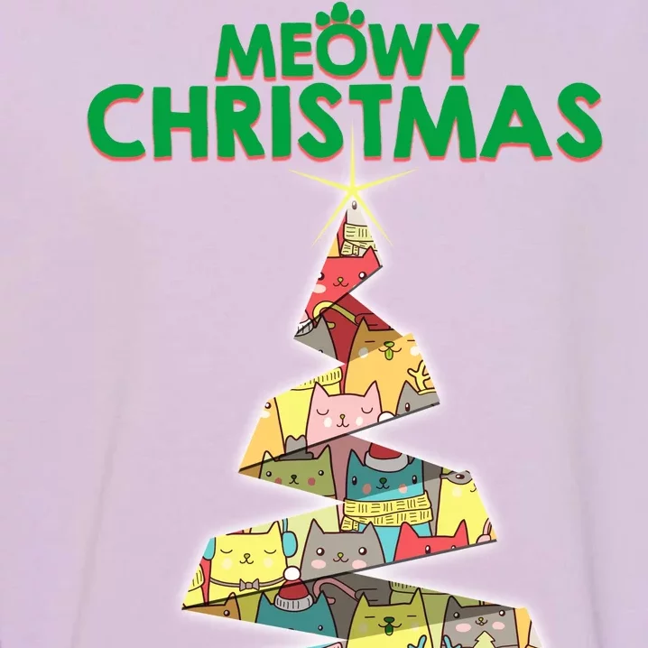 Meowy Christmas Tree For Cat Lovers Garment-Dyed Sweatshirt