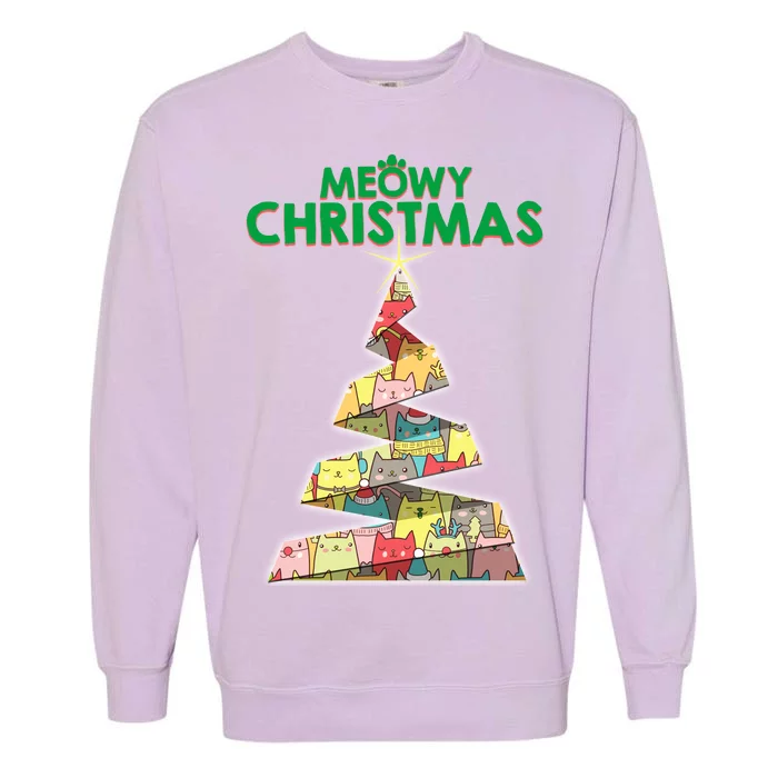 Meowy Christmas Tree For Cat Lovers Garment-Dyed Sweatshirt