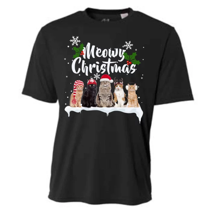 Meowy Christmas Winter Cats Cooling Performance Crew T-Shirt