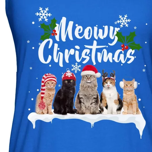 Meowy Christmas Winter Cats Ladies Essential Flowy Tank