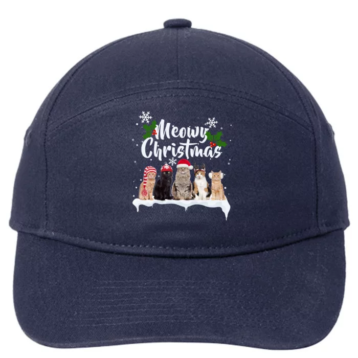 Meowy Christmas Winter Cats 7-Panel Snapback Hat