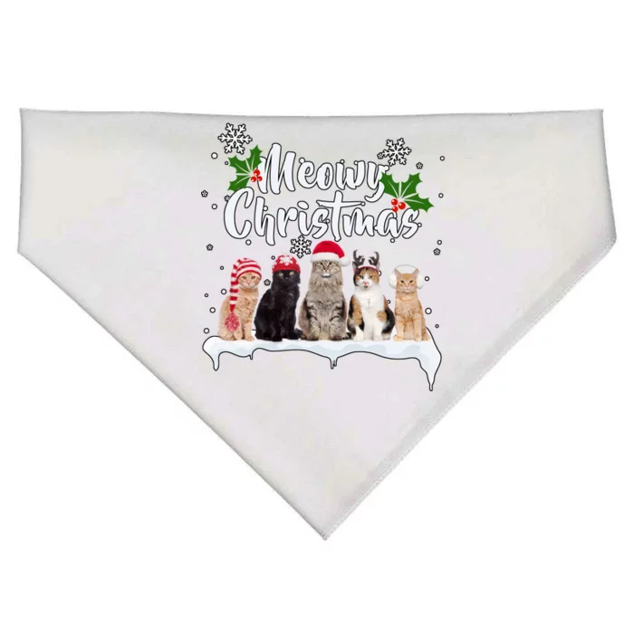 Meowy Christmas Winter Cats USA-Made Doggie Bandana