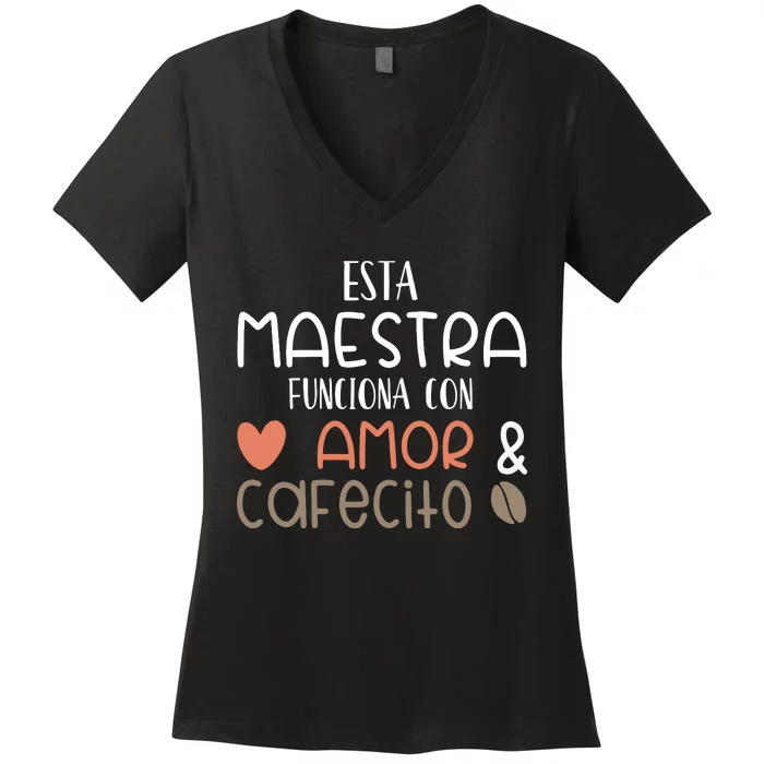 Maestra Espanol Playera Regalo Spanish Teacher Women's V-Neck T-Shirt