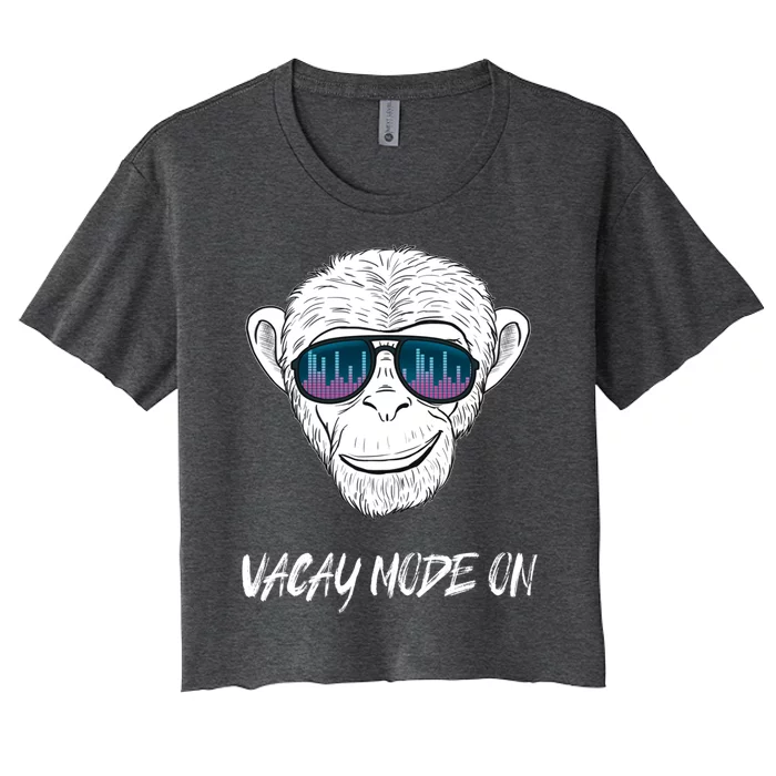 Monkey Equalizer Party Rave Techno Vacation Vacay Mode On Gift Women's Crop Top Tee