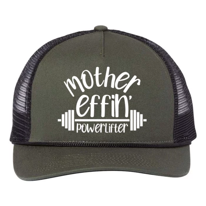 Mother Effin' Powerlifter Weightlifting Lifting Weights Gym Cool Gift Retro Rope Trucker Hat Cap