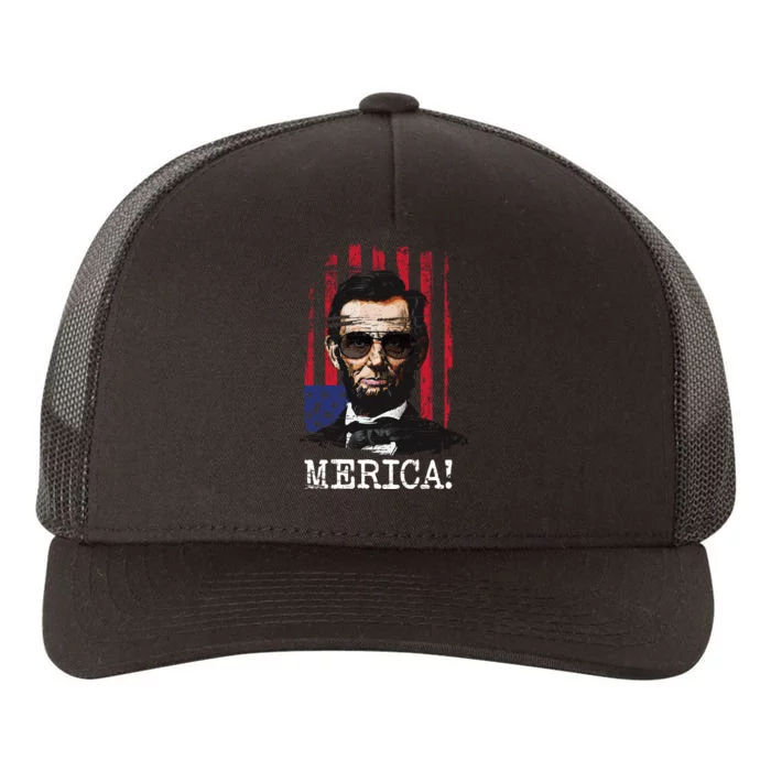 Merica Abe Lincoln Yupoong Adult 5-Panel Trucker Hat