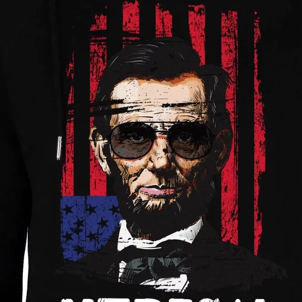 Merica Abe Lincoln Womens Funnel Neck Pullover Hood