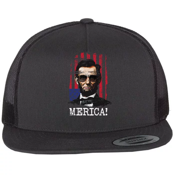 Merica Abe Lincoln Flat Bill Trucker Hat