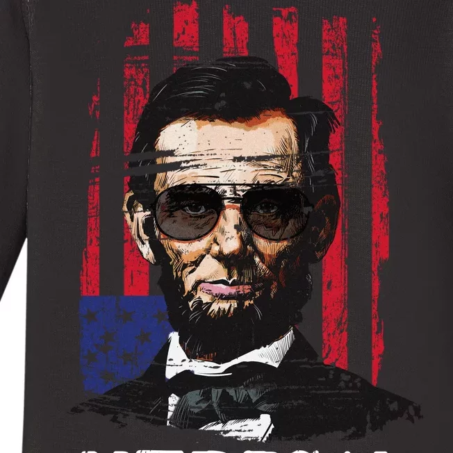 Merica Abe Lincoln Baby Long Sleeve Bodysuit