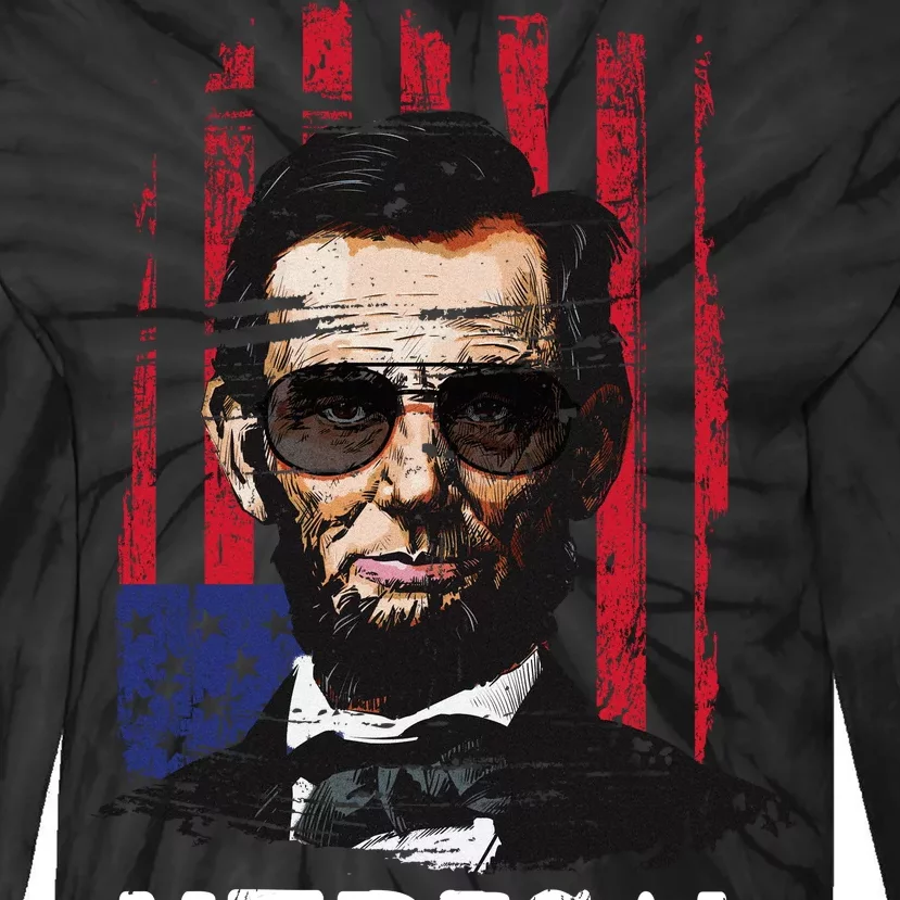 Merica Abe Lincoln Tie-Dye Long Sleeve Shirt