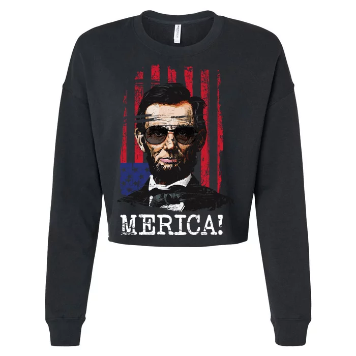 Merica Abe Lincoln Cropped Pullover Crew