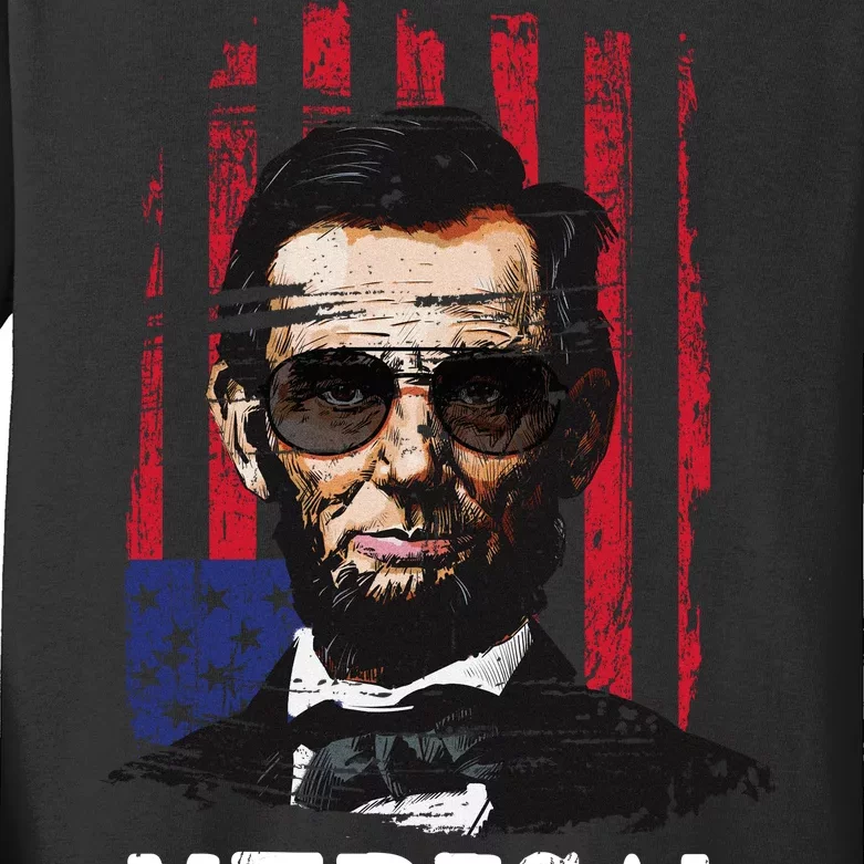 Merica Abe Lincoln Kids Long Sleeve Shirt