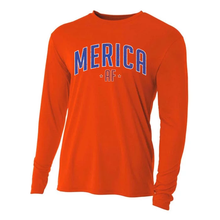 Merica AF Distressed USA Logo Cooling Performance Long Sleeve Crew