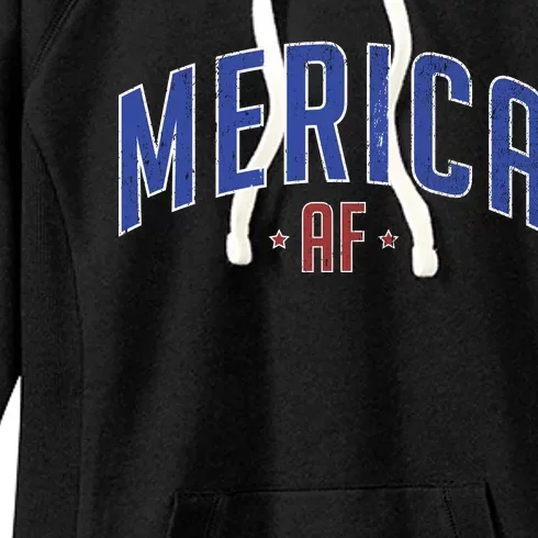 Merica AF Distressed USA Logo Women's Fleece Hoodie