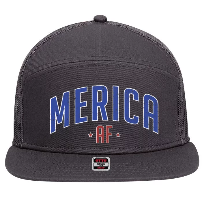 Merica AF Distressed USA Logo 7 Panel Mesh Trucker Snapback Hat