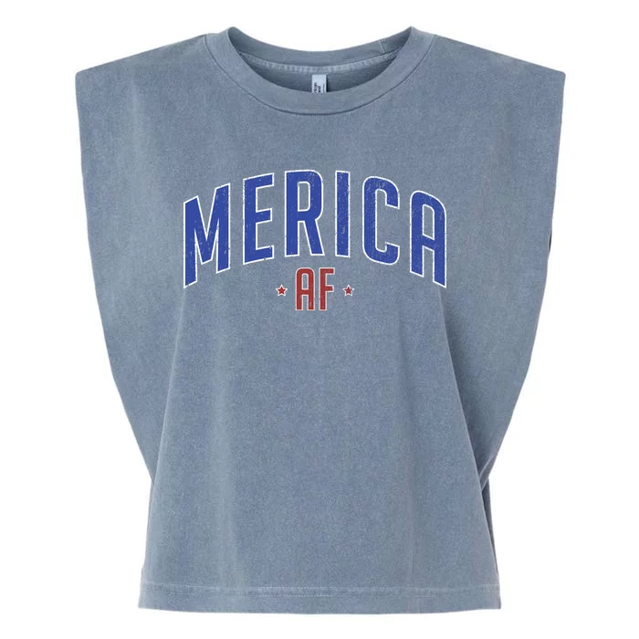 Merica AF Distressed USA Logo Garment-Dyed Women's Muscle Tee