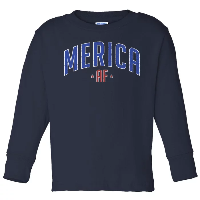 Merica AF Distressed USA Logo Toddler Long Sleeve Shirt