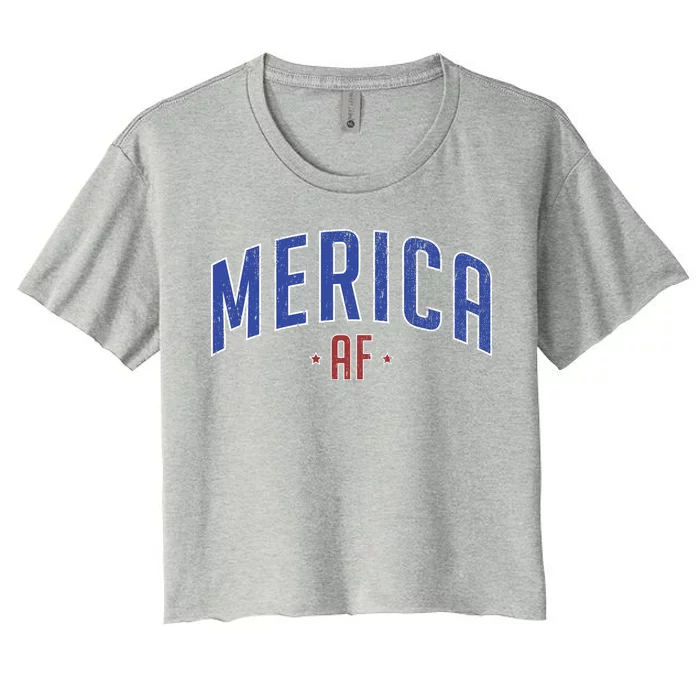 Merica AF Distressed USA Logo Women's Crop Top Tee