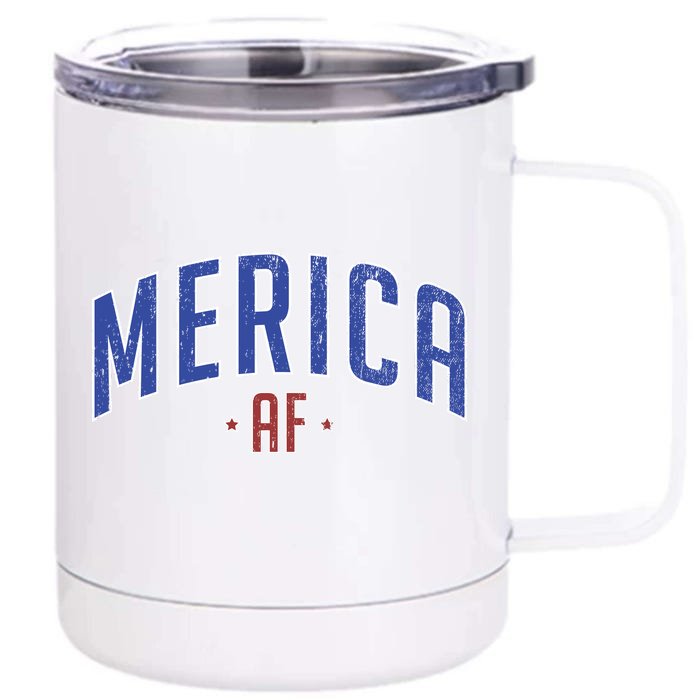 Merica AF Distressed USA Logo Front & Back 12oz Stainless Steel Tumbler Cup