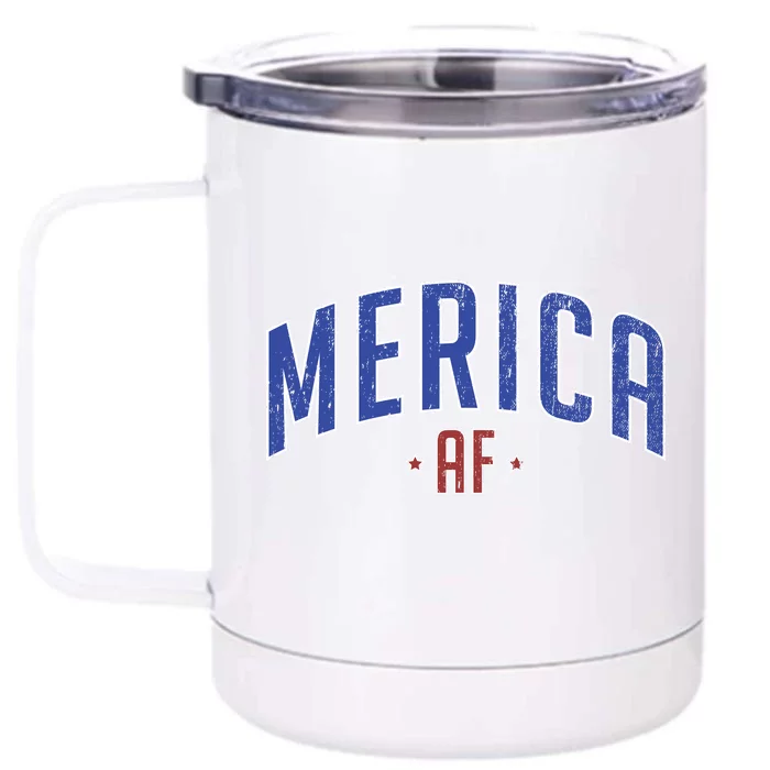 Merica AF Distressed USA Logo Front & Back 12oz Stainless Steel Tumbler Cup