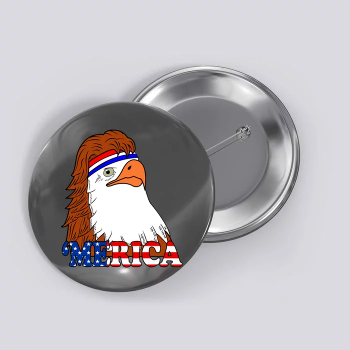 Merica Bald Eagle Retro USA Flag Button