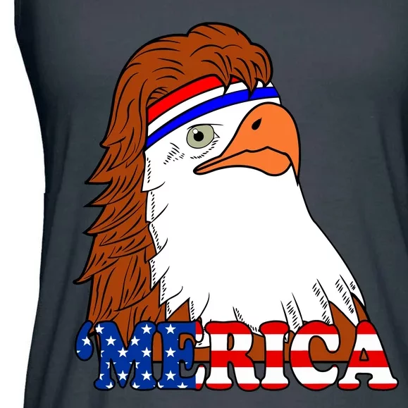 Merica Bald Eagle Retro USA Flag Ladies Essential Flowy Tank