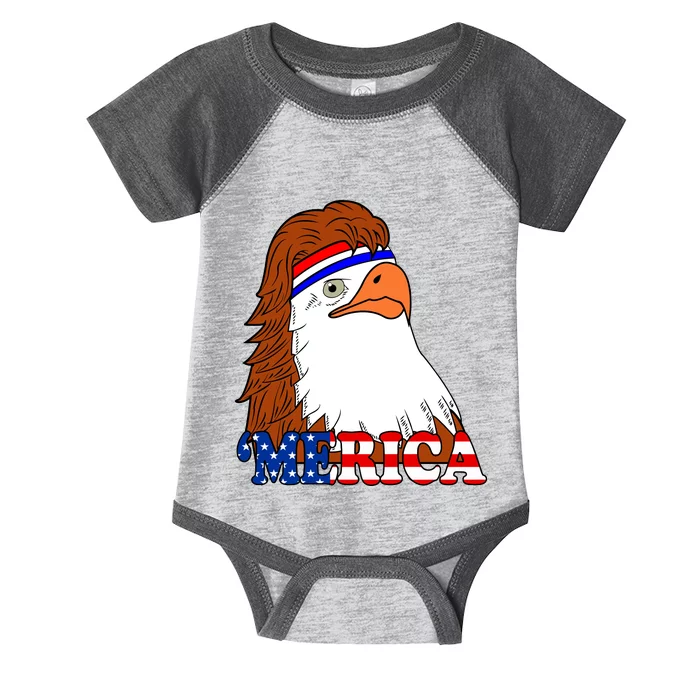 Merica Bald Eagle Retro USA Flag Infant Baby Jersey Bodysuit