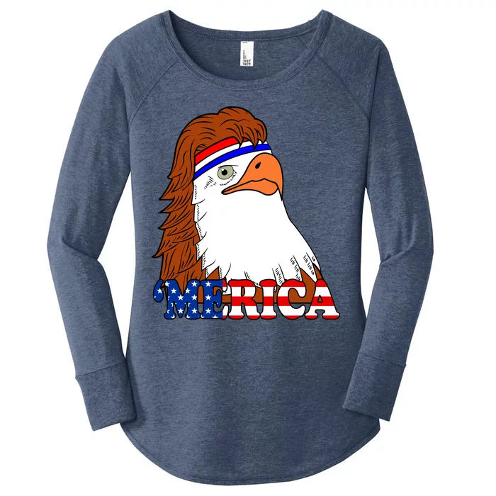 Merica Bald Eagle Retro USA Flag Women's Perfect Tri Tunic Long Sleeve Shirt