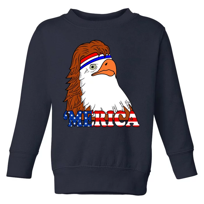 Merica Bald Eagle Retro USA Flag Toddler Sweatshirt