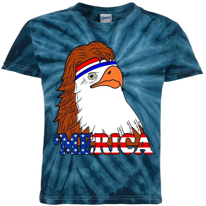 Merica Bald Eagle Retro USA Flag Kids Tie-Dye T-Shirt