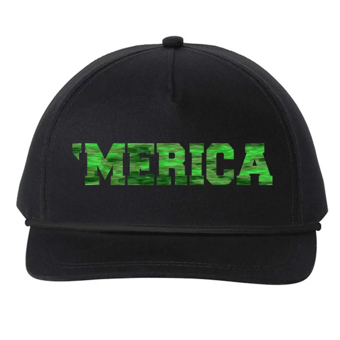 Merica Camo Logo Snapback Five-Panel Rope Hat