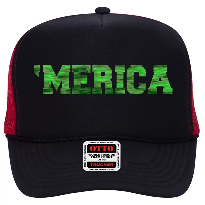 Merica Camo Logo High Crown Mesh Trucker Hat