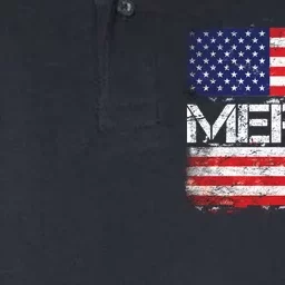 Merica Distressed Flag Softstyle Adult Sport Polo