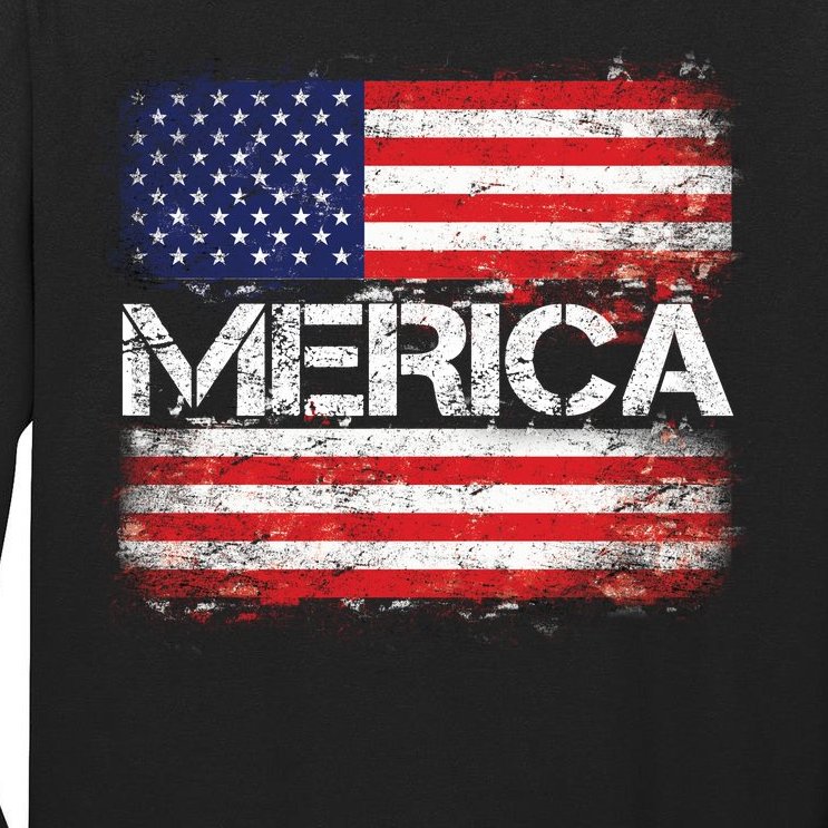 Merica Distressed Flag Tall Long Sleeve T-Shirt