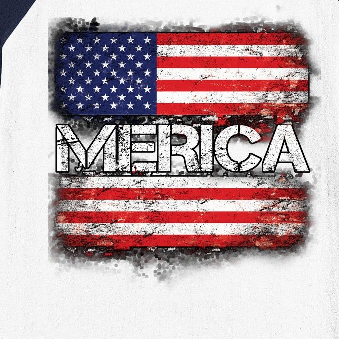 Merica Distressed Flag Baseball Sleeve Shirt