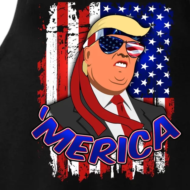 Merica Donald Trump Ladies Tri-Blend Wicking Tank